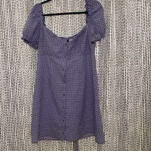 Purple Plaid Patterned Mini Dress